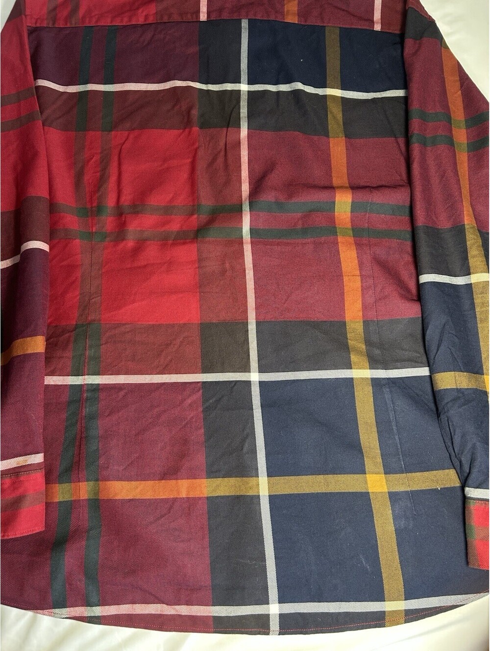 Barbour Shirt Men Dunoon XXL Tailored Fit Button Down Flannel Tartan Plaid Red - Picture 9 of 10
